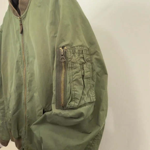J.Crew Wallace & Barnes Bomber Flight Jacket- Olive Green- Men’s Large - Picture 2 of 5